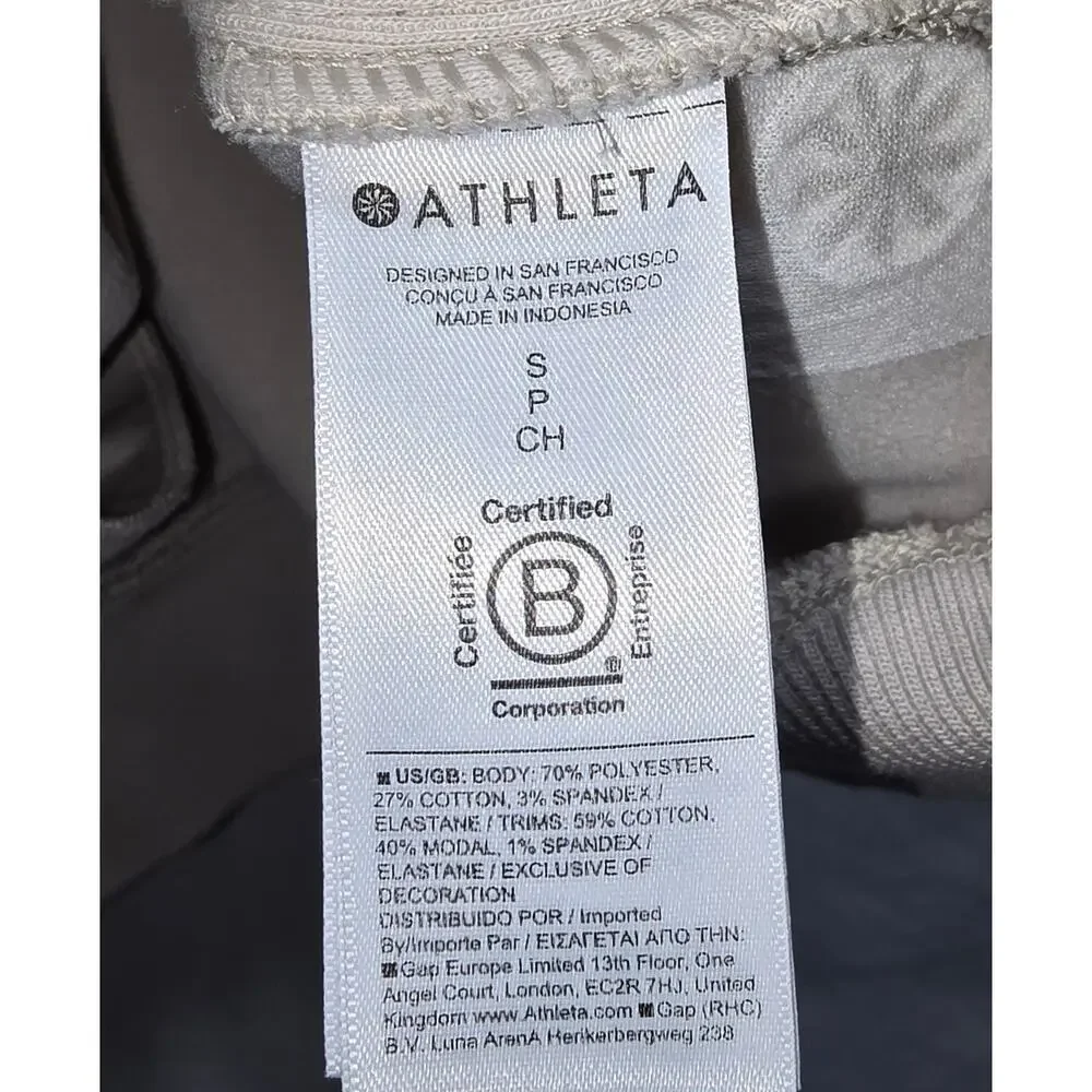 Athleta Retroplush Revive Sweatshirt Womens Small Beige 1/4 Zip Long Sleeve - Picture 7 of 7